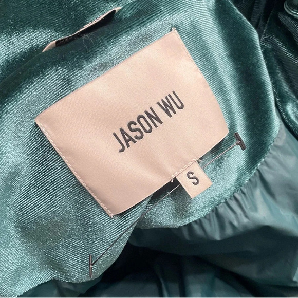 Jason Wu Quilted Puffer Jacket Emerald Green Velvet Soft Women's Small - Picture 2 of 11